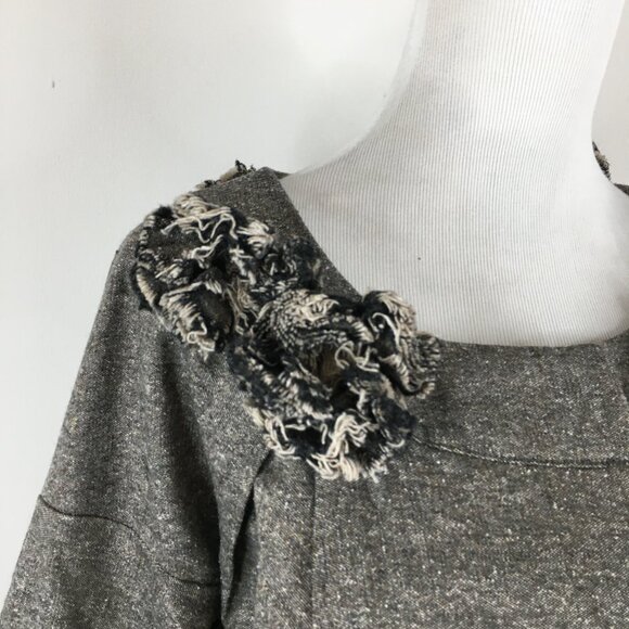 ROBERT RODRIGUEZ Brown White Specks Wool Silk Blend Rosette Applique Jacket - Picture 8 of 14